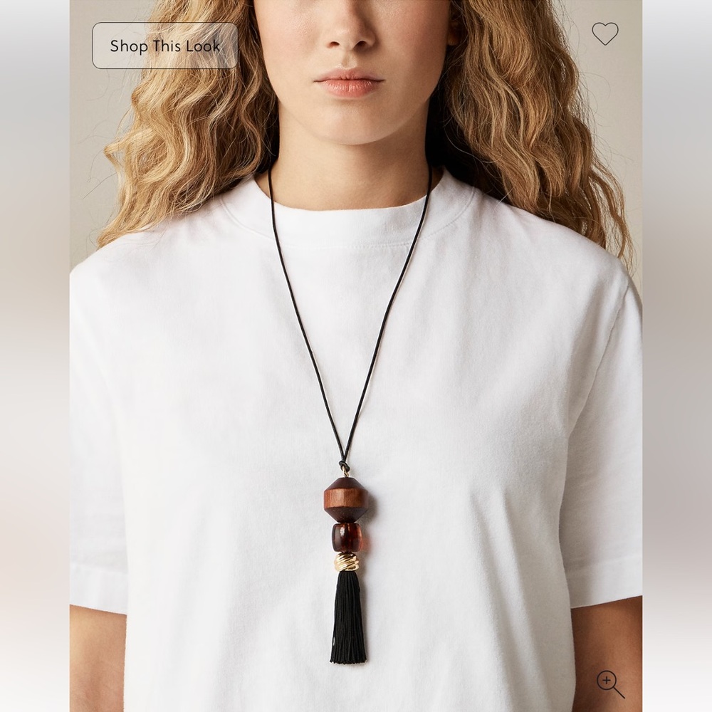 J crew Wood Bead Tassel Necklace